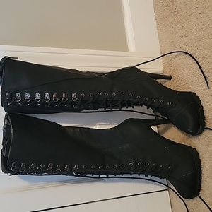 ALDO black leather lace up boots